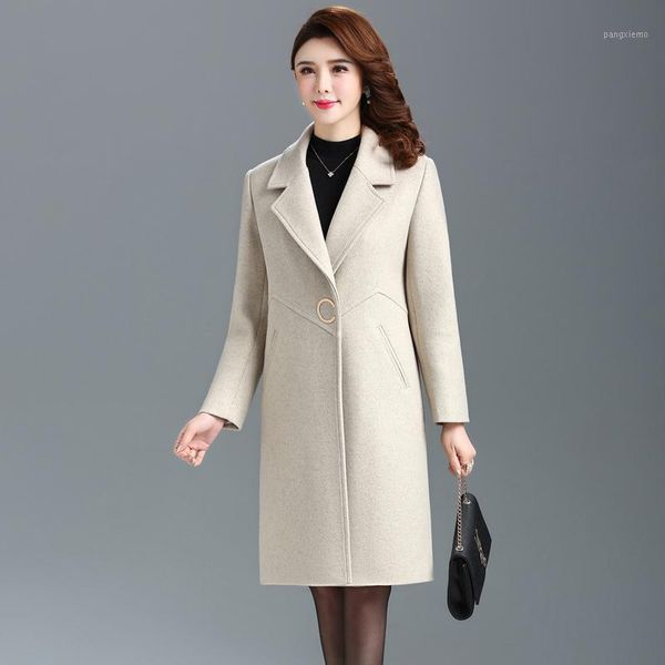 

classic coat large size woolen coat women autumn winter new long sleeve ladies cashmere elegant women's coats 4xl5xl1, Black