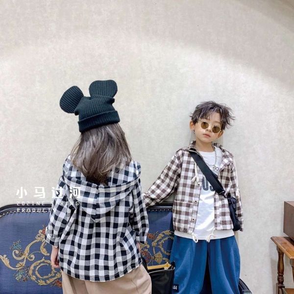 

boys hooded korean plaid hoodie for and girls ikq5, Black