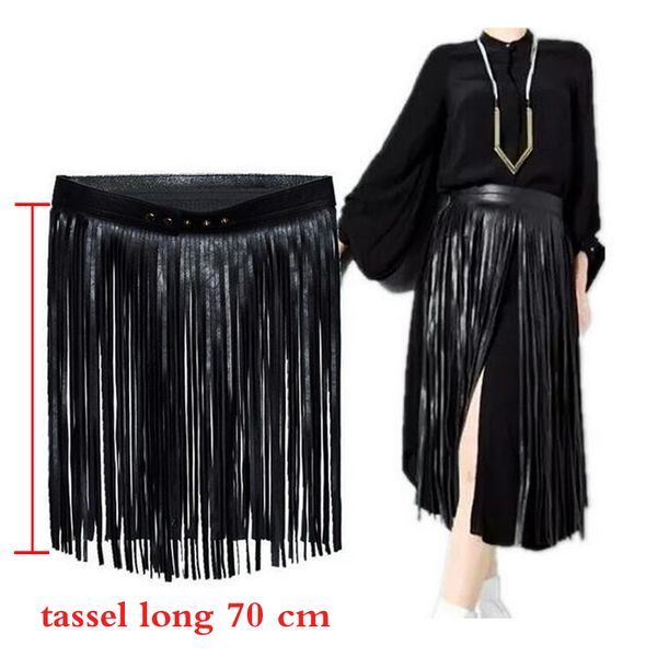 

new brand hippie boho fringe tassel leather ladies belts all matching cool high waist fashion long wide bondage for women 201120, Black;brown