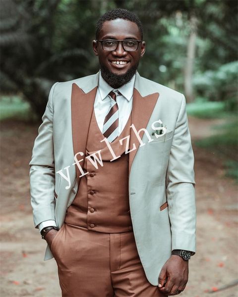 

handsome one button groomsmen peak lapel groom tuxedos mens wedding dress man jacket blazer prom dinner suits (jacket+pants+tie+vest) w589, Black;gray