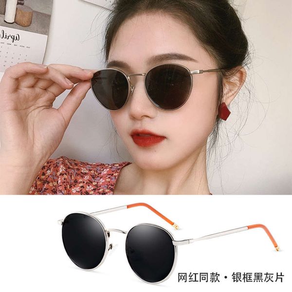 

round 2020 face new polarizing sunglasses women's sunglasses anti uv gm glasses korean big face, White;black