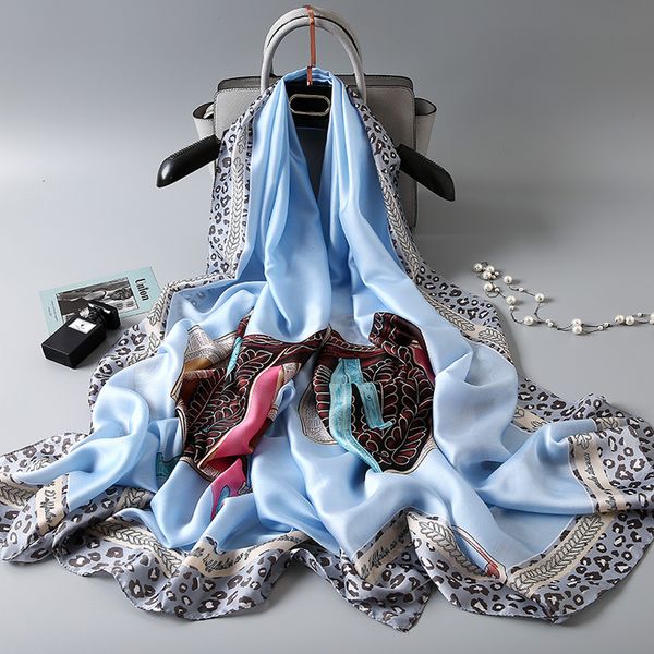 

women scarf fashion soft stain scarves female shawls foulard beach cover-ups wraps bandana 2020 summer poncho cape, Blue;gray