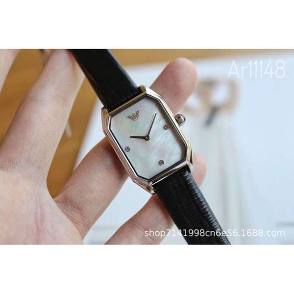 

fritillaria small square watch ar11148 mani face small green watch classic business belt women's watch, Slivery;brown