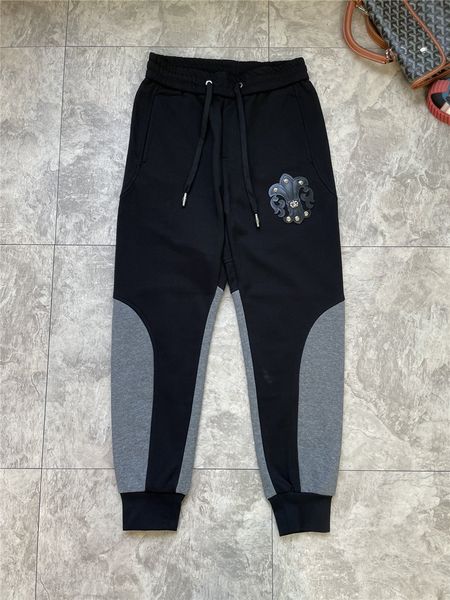 

новый черный и серый цвет подходящие кожаные детские цветы декоративные мужские повседневные брюки, Black