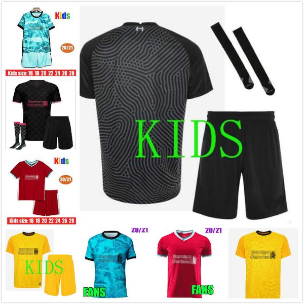 

2020 2021 kids kit salah фитино футбол джерси футбольные рубашки молодежные мальчики 20 21 вирджил мана a.becker 2020 2021 униформа, Black;yellow