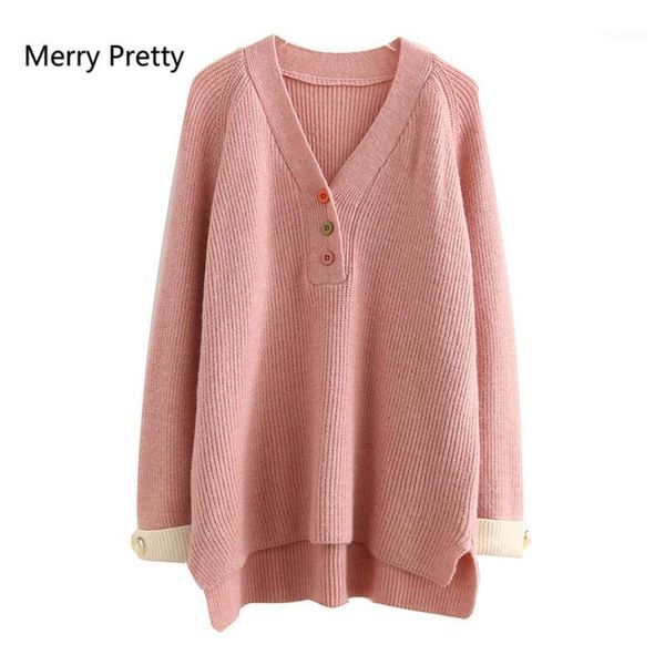 

merry pretty 2020 spring new korean sweater flat knitted button v-neck women sweaters and pullovers oversized casual sweaters1, White;black