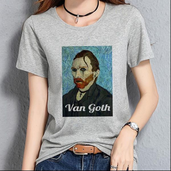 

harajuku van gogh print fashion vintage t shirts summer women clothes t shirts aesthetic camiseta mujer streetwear femme, White