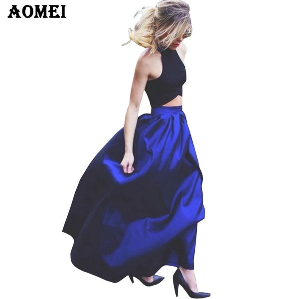 

4xl 5xl blue 118cm length long maxi women summer skirts faldas high waist pleated womans jupe female clothes floor length skirt y200326, Black