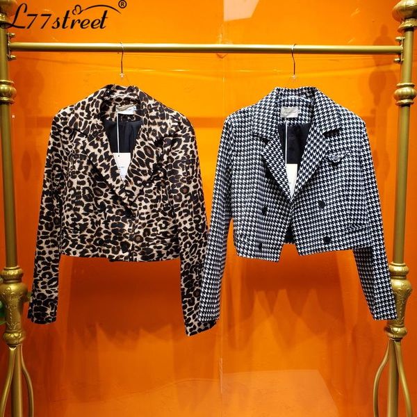 

western style slim retro lapel houndstooth hong kong flavor short-height short autumn long sleeve all-match suit jacket, White;black