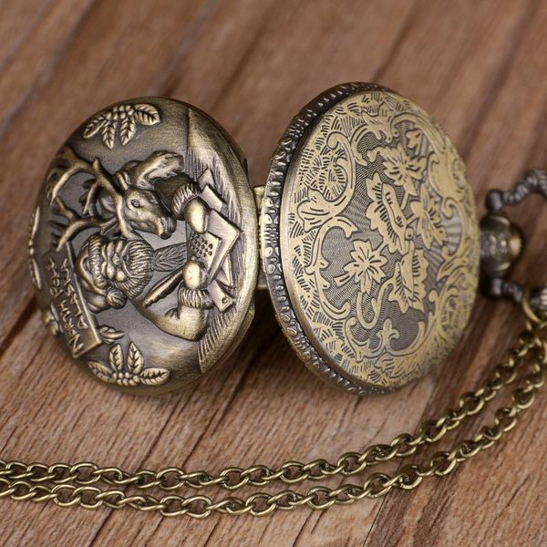

retro vintage quartz pocket watches mens womens santa claus pendant necklace chain clock christmas gifts for children wmtzwf, Slivery;golden