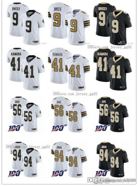

men women new orleans saints youth nfl 94 cameron 9 drew brees 41 alvin kamara 56 demario davis football jerseys black rush, Black;red