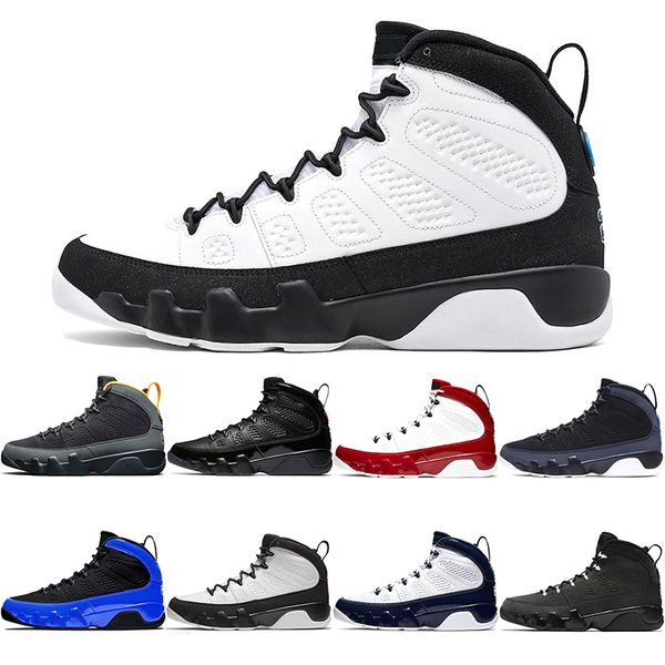 

new arrival jumpman 9 men basketball shoes 9s trainer sneakers university gold anthracite bred gym red space jam unc athletic shoesize 40-47, White;red