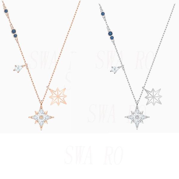 

2020 fashionable new classic symbolic star ladies necklace kite-shaped exquisite day and night stars girlfriend birthday gift, Silver