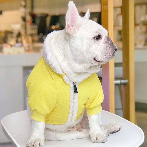 

dog winter clothes method fighting pug schnauzer clothes pet winter coat cotton clothes thickened shiba inu yellow color white collar