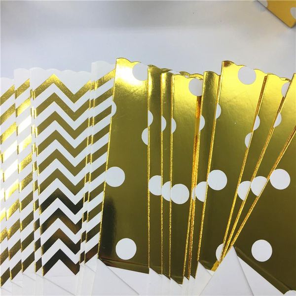 

12pcs gold silver stiff paper mini party popcorn boxes pop corn candy sanck favor bags wedding birthday movie party tableware bbyvbw