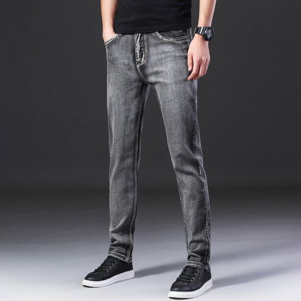 

jantour 2020 new cotton jeans men famous brand denim trousers soft mens gray pants men's fashion large size 38 40 q0105, Black;white