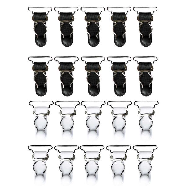 

10pcs women's sock suspenders garter hold up braces clip grip adjustable, Black;white