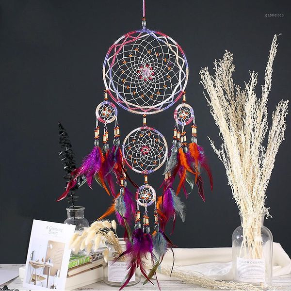 

feather crafts dream catcher wind chimes handmade dreamcatcher net for wall hanging car home decor kids room decoration1