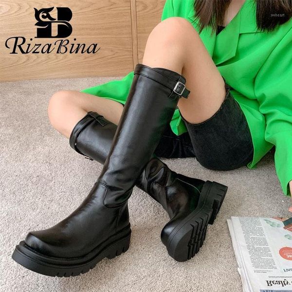 

boots rizabina size 34-43 women half short flats round toe shoes slip on winter warm fashion footwear1, Black