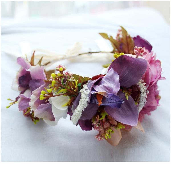 

new bridal flower headband wreath hairband bridesmaid headdress party flower hair accessories wedding flower crown qylzig