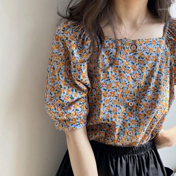 

women's blouses & shirts floral off-shoulder and blouse 2021 summer korean women's lantern sleeve loose short-sleeved shirt female, White