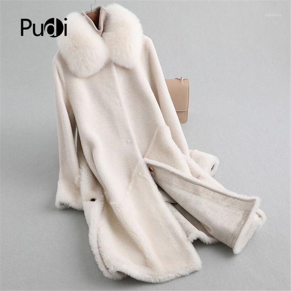 

aorice a19028 lady 100% wool fur coat jacket with real fur collar over size parka women winter warm genuine coat1, Black