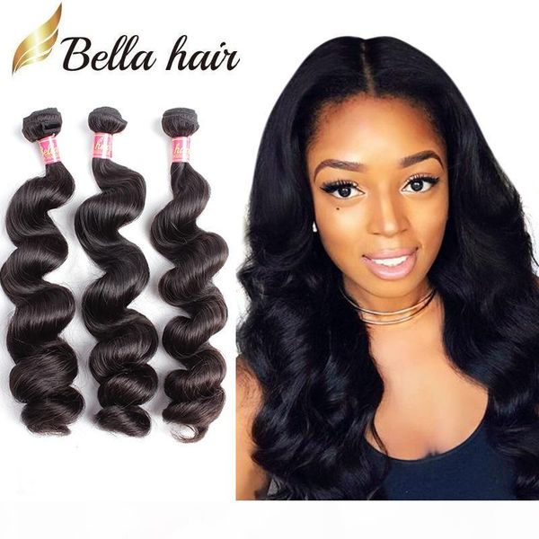 

bella hair popular brazilian hair extensions 3 bundles brazilian human hair bundles natural color wavy loose wave ing, Black