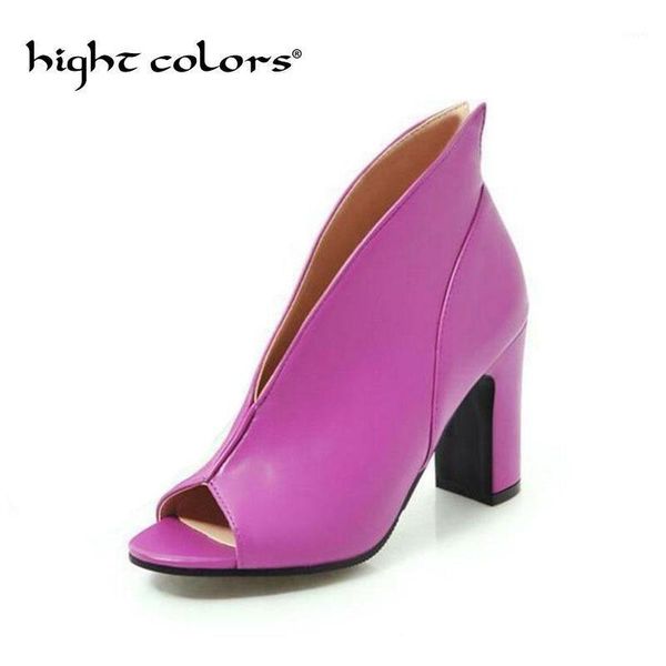 

new woman pumps high heel 9cm thick peep toe gladiator summer women shoes dating wedding shoes girl plus size 34-431, Black