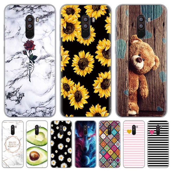 

millet pocophone f1 silicone sleeve, millet drill f1 tpu soft back sleeve, 6.18 inch marble sleevevfe1