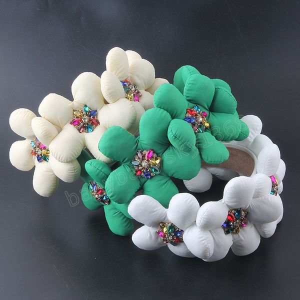 

fashion hair hoop temperament exaggerated fleshy rhinestone headband ladies street shooting travel hair accessories headwear, Slivery;white