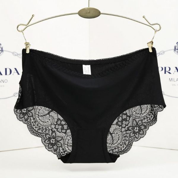 

women lace panties seamless ice silk hollow briefs underwear for ladies female solid black g-string panties langerie mujer 20201, Black;pink