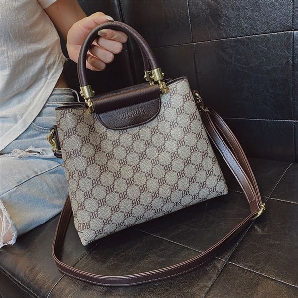 

factory store shop bag women's bag new fashion texture large capacity portable bucket printed single shoulder messenger