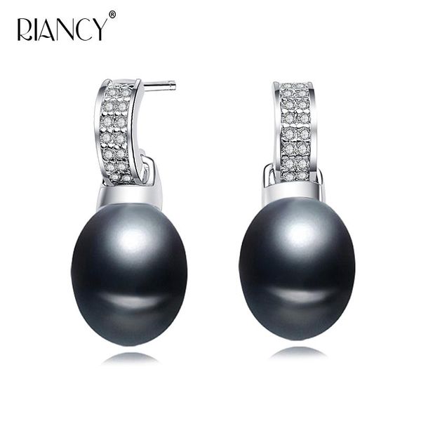 

fashion natural white pink purple gray black freshwater pearls earring bridal 925 sterling silver pearl earring women party gift, Golden;silver