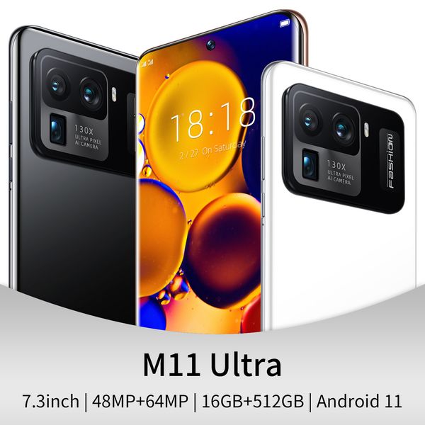 

unlocked version 7.3 inch smart phone android 11.0 16gb ram 512gb rom 6800mah big battery deca core cpu mobile phone 32+64mp rear cameras fa