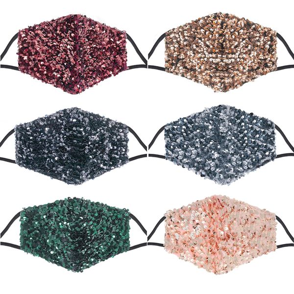 

2020 new typle shining bling bling personality sequined cotton mask color fashion three-layer three-dimensional winter warm and dustpr