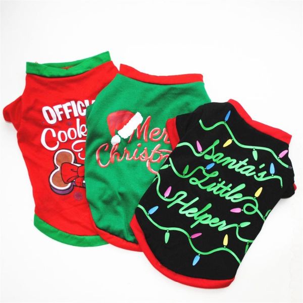 

dog apparel christmas festival vest t-shirt cotton fashion small clothes holiday costume for pet puppy cats vests chihuahua clothing