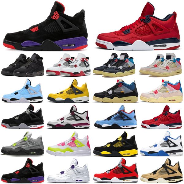 

classic jumpman 4 4s men women basketball shoes black cat court purple cactus jack athletics mens womens trainers sports sneakers size 7-13, White;red
