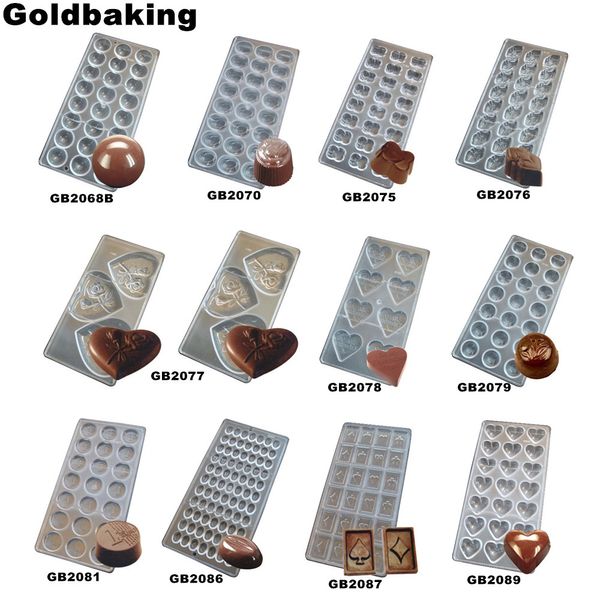 Goldbaking Heart Stampo per cioccolato in policarbonato PC Coin Stampo per cioccolato Strumenti di cottura fai da te T200703