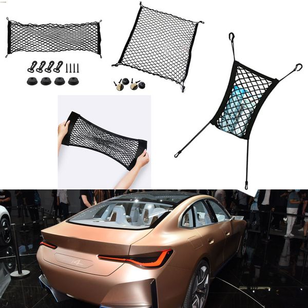 

for bmw i4 model auto car black rear trunk cargo baggage organizer storage nylon plain vertical seat net