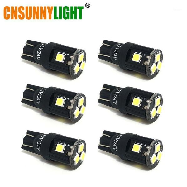 

emergency lights cnsunnylight 6pcs led t10 194 w5w white car side tail light bulbs clearance brake turn signal wedge parking dc12v/24v lamp1