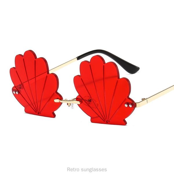 

sunglasses vintage unique flower shape rimless women personality design shell grain clear ocean lens ladies sun glasses fml, White;black