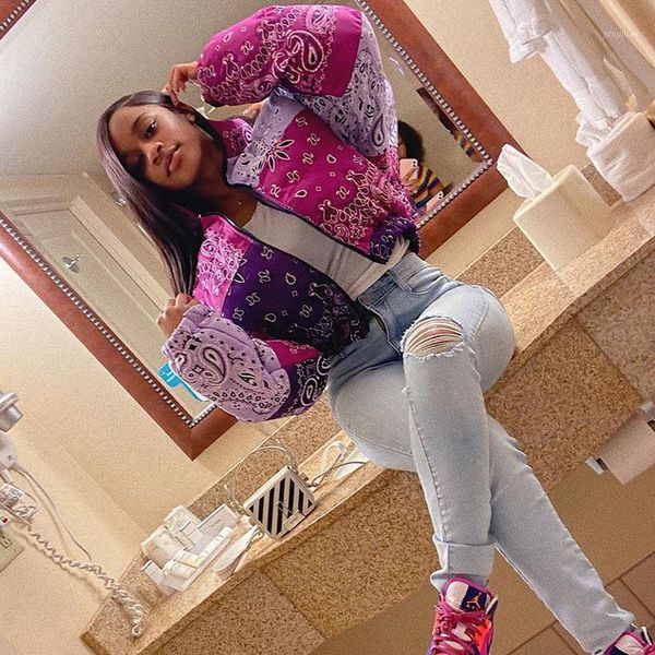 

women vintage puffer jacket bandana print bubble coat fashion woman parkas winter clothes women 2020 cropped outwear1, Black