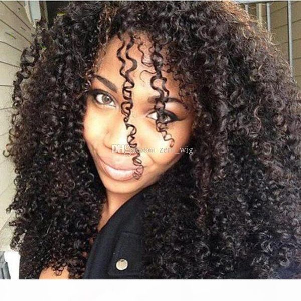 

glueless 5*4.5'' silk full lace wigs kinky curly brazilian virgin hair full lace front human hair wigs afro kinky lace wigs, Black;brown