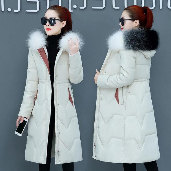 

2020 new winter parkas women jacket hooded cotton padded female long coat thick warm outwear womens parka manteau femme hiver, Black