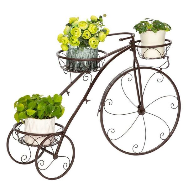 

3 tier metal plant stand flower pot shelf rack rust resistant in/outdoor garden