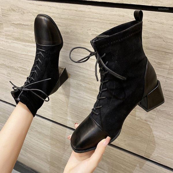 

shoes lady boots luxury designer round toe boots-women mid calf low fashion 2020 mid-calf black rock rubber cotton fabric1