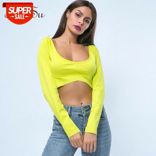 

artsu neon green long sleeve t shirt women crop basic friends tshirt shirt women t-shirt femme autumn asts21202 #d76o, White