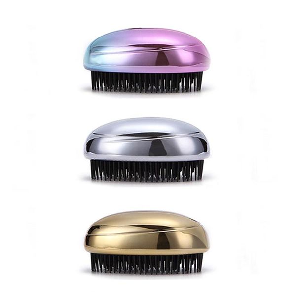 

1pc magic hair brush handle tangle detangling comb shower electroplate massage comb salon hair styling tool wmtevl, Silver