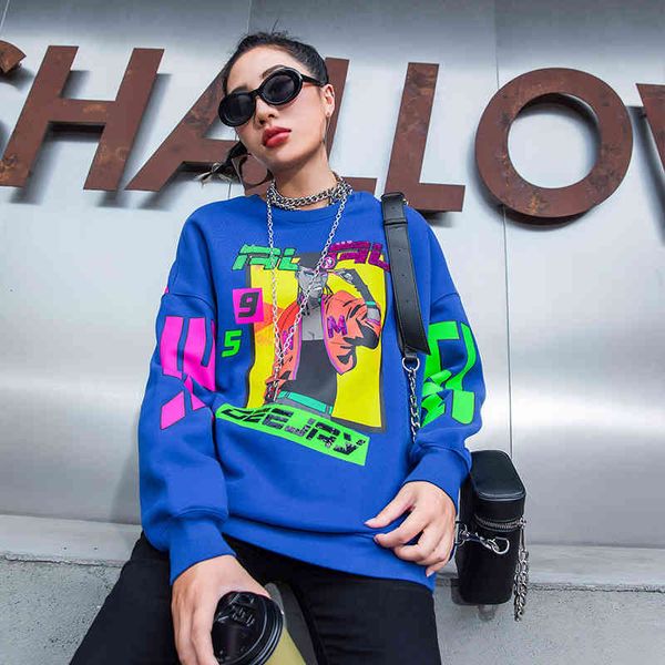 

women's hoodies & sweatshirts tuogu chao brand women's clothing autumn and winter european goods sequin printing thickened plush, Black