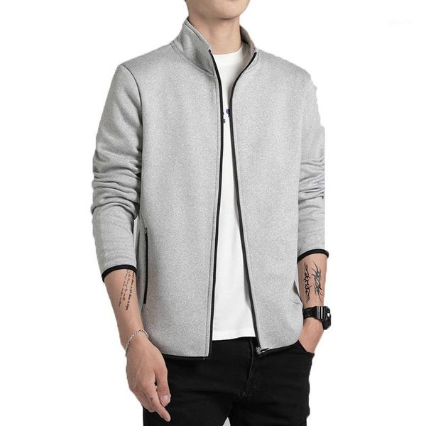 

autumn winter men sweatshirt men fleece jacket male cardigan hoodies jacket stand collar sportswear tracksuit baseball coat1, Black;brown